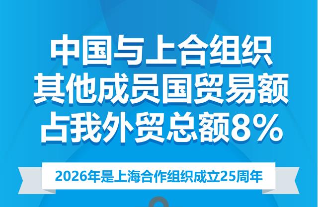 图表:中国与上合组织其他成员国贸易额占我外贸总额8%